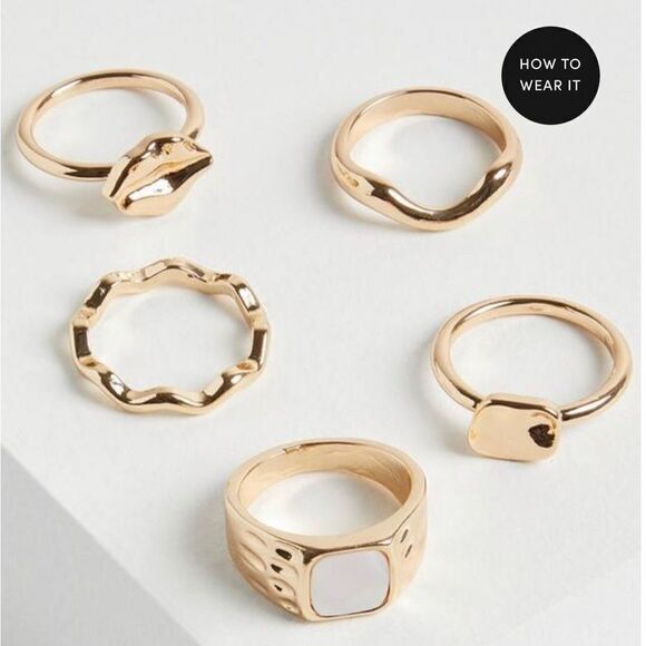 Torrid Hammered Metal Pearl Ring Set - Picture 2 of 7